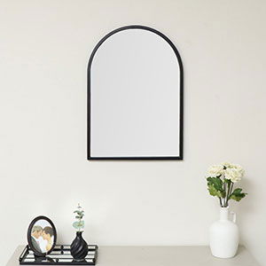 Framed Black Arched Mirror 70cm x 50cm