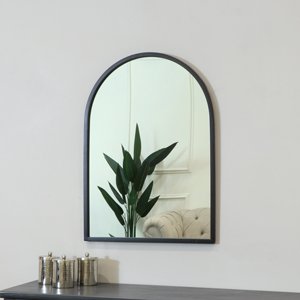 Framed Black Arched Mirror 70cm x 50cm