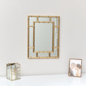 Gold Bamboo Style Framed Wall Mirror 34cm x 45cm