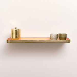 Gold & Peach Enamelled Metal Wall Shelf - 50cm