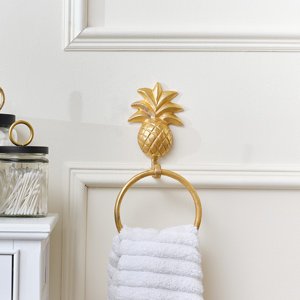 Wall-Mounted Gold Pineapple Towel Holder