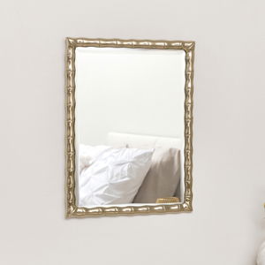 Gold Rectangle Bamboo Framed Wall Mirror - 43cm x 33cm