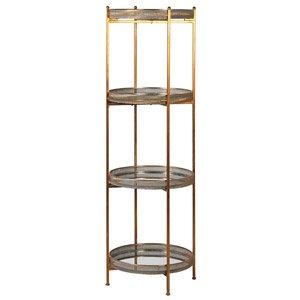 Gold Round Mirror freestanding Shelves