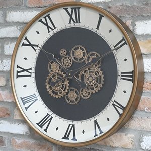Gold, White and Black Cog Clock