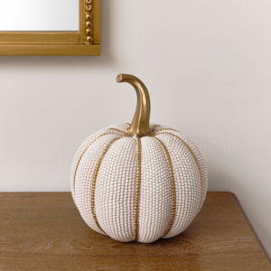 Gold & White Beaded Detailing Pumpkin Ornament