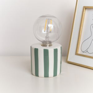 Green Cabana Stripe LED Desk Lamp - 18cm