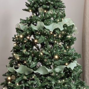 Green Sparkle Ruffle Christmas Tree Ribbon - 270cm