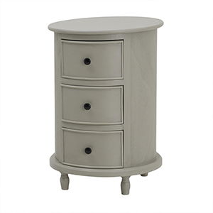 Grey 3 Drawer Round Side Table