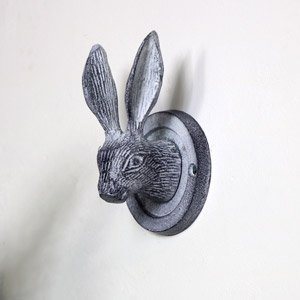 Grey Hare Head Coat Hook