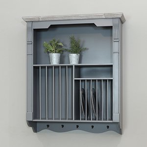 Grey Wall Mounted wooden Plate Rack