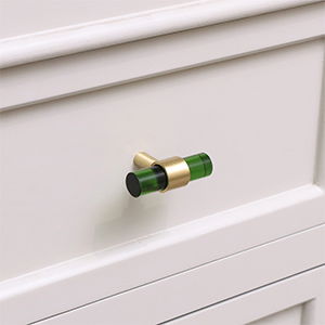 Gold & Green Acrylic T-Bar Shaped Drawer Handle