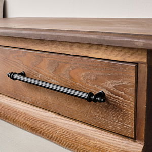 Large Black Ribbed Metal Bar Pull Handle 27cm