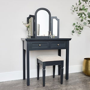 Large Dressing Table, Mirror & Stool Set - Daventry Black Range