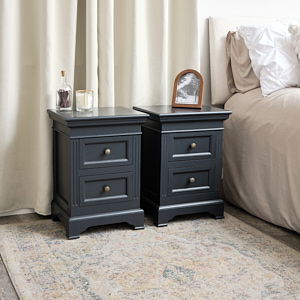 Pair of Black Two Drawer Bedside Tables - Daventry Black Range