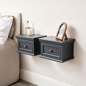 Pair of Black Wall Mounted Bedside Tables - Daventry Black Range