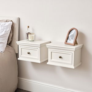 Pair of Ivory Wall Mounted Bedside Tables - Daventry Ivory Range