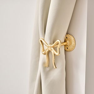 Set of 2 Gold Metal Bow Curtain Tie Backs