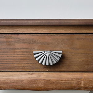 Metal Pewter Scalloped Fan Drawer Handle