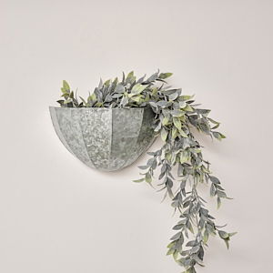 Silver Galvanised Scalloped Wall Planter