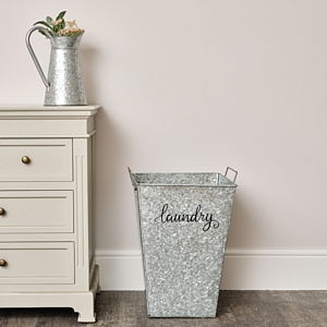 Silver Glavanised Metal Storage / Laundry Basket - 50cm