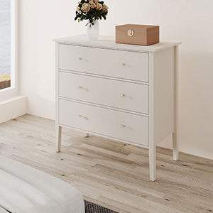 Large 3 Drawer Chest of Drawers - Abbey Pale Ivory Range