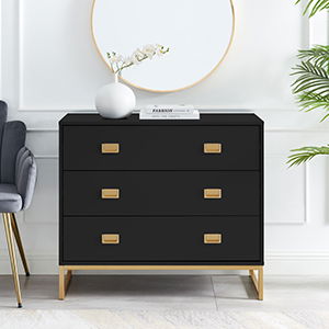 Large 3 Drawer Chest of Drawers - Elle Black Range