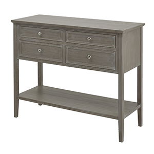 Large 4 Drawer Wooden Sideboard With Display Shelf