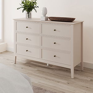 Large 6 Drawer Chest of Drawers - Rowley Pale Cream Range