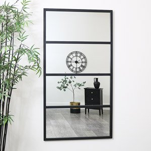 Large Black 4 Panel Window Mirror