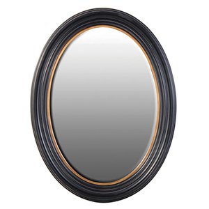 Large Black and Gold Oval Mirror
