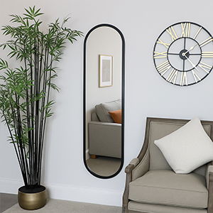 Large Black Oval Mirror 42cm x 156cm