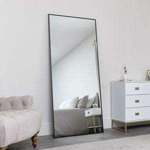 Large Black Thin Framed Leaner Mirror 80cm x 180cm 