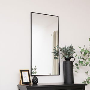 Large Black Thin Framed Wall Mirror 100cm x 50cm Large Black Thin Framed Wall Mirror 100cm x 50cm
