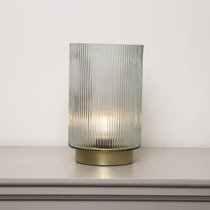 Large Clear Ribbed Glass Ambient Table Lamp