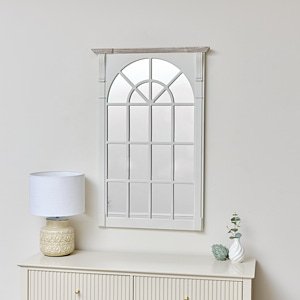 Large Cream Window Style Wall Mirror - Lyon Range 66cm x 100cm
