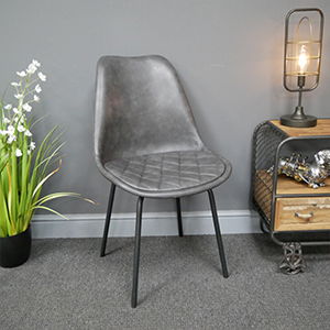 Large Fabric Grey & Black Dining Chair