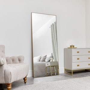 Large Gold Thin Framed Leaner Mirror 80cm x 180cm 
