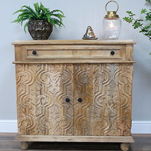 Large Mango Wood Carved Sideboard