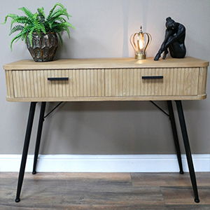 Large Natural Wooden Textured Dressing Table / Console Table 120cm x 77cm