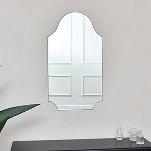 Large Ornate Arch Frameless Bevelled Wall Mirror 80cm x 45cm 