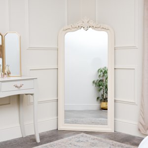 Large Ornate Arched Cream Wall Mirror 78cm x 158cm