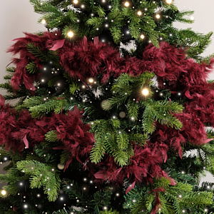 Large Oxblood Red Feather Boa Christmas Garland - 182cm
