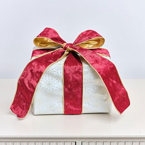 Large Red & Gold Velvet Wired Ribbon - 270cm