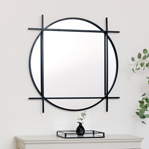Large Round Black Wall Mirror 97cm x 97cm