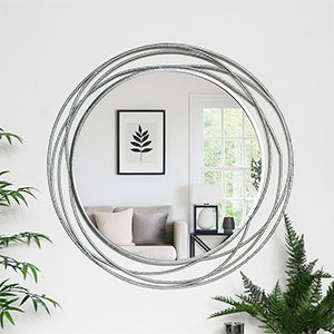 Large Round Silver Swirl Mirror 92cm x 92cm