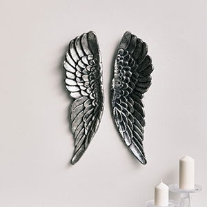 Large Silver Wall Mounted Angel Wings 