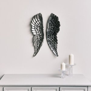 Large Silver Wall Mounted Angel Wings 