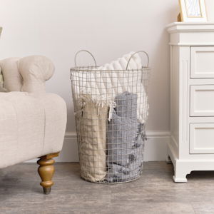 Large Taupe Metal Wire Storage Laundry Basket