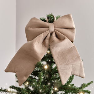 Large Taupe Velvet Christmas Bow - 30cm x 45cm