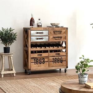 Large Vintage Wooden & Silver Wine Cabinet Large Vintage Wooden & Silver Wine Cabinet